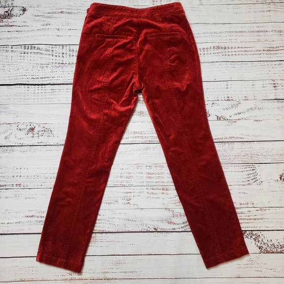 Anthropologie The Essential Slim Red High Waist Velvet pants Trousers  Size 2 - Picture 10 of 14